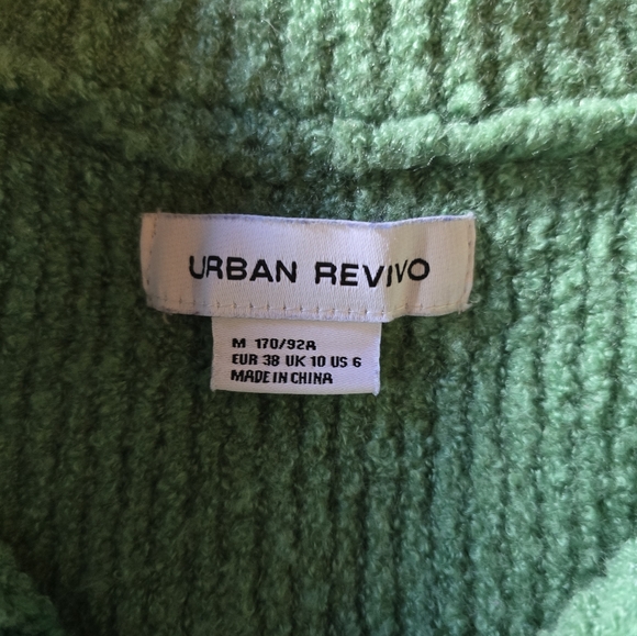Urban Revivo Green Crew Knitted Cropped Cardigan Jeweled & Pearl Buttons Size M - Picture 5 of 11